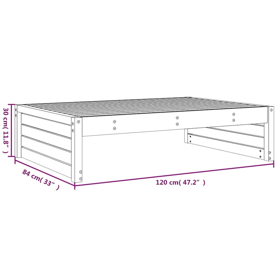 Repose-pied de jardin 120x80 cm gris bois de pin massif - 8