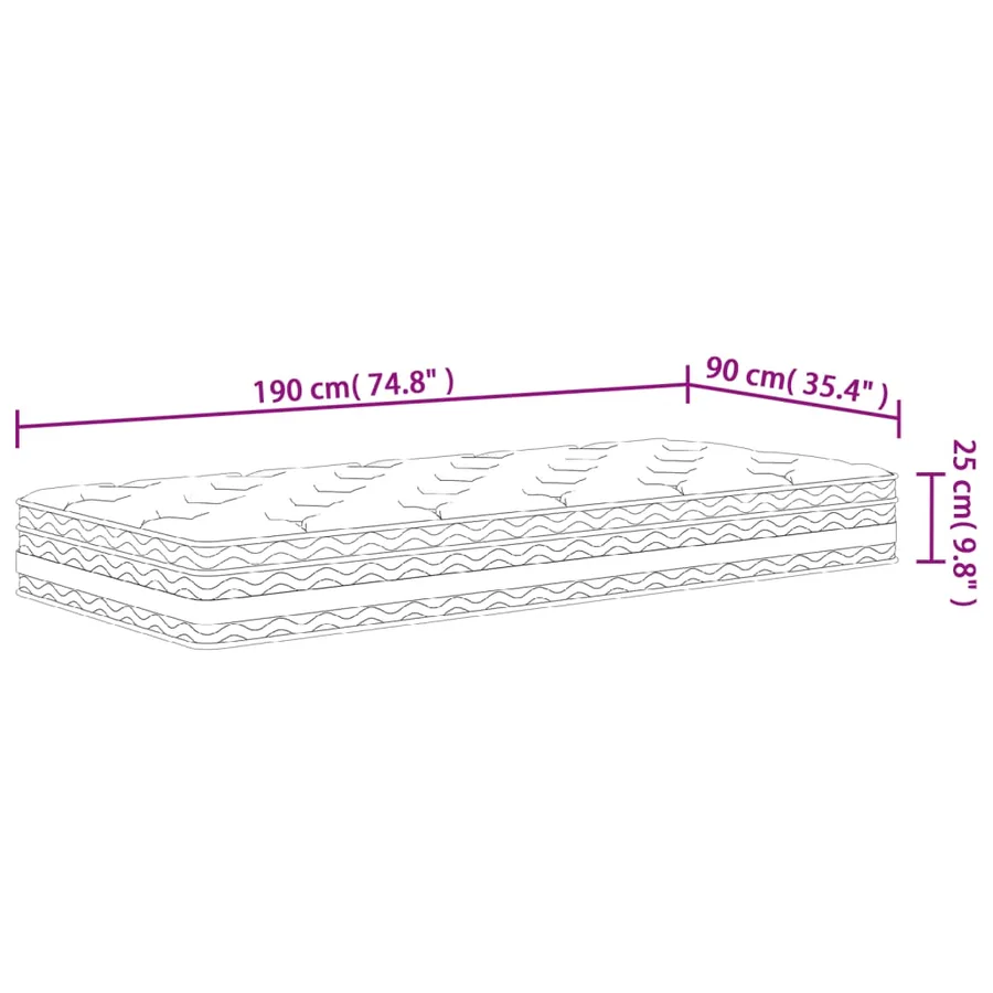 Matelas à ressorts ensachés moyen 90x190 cm - 9