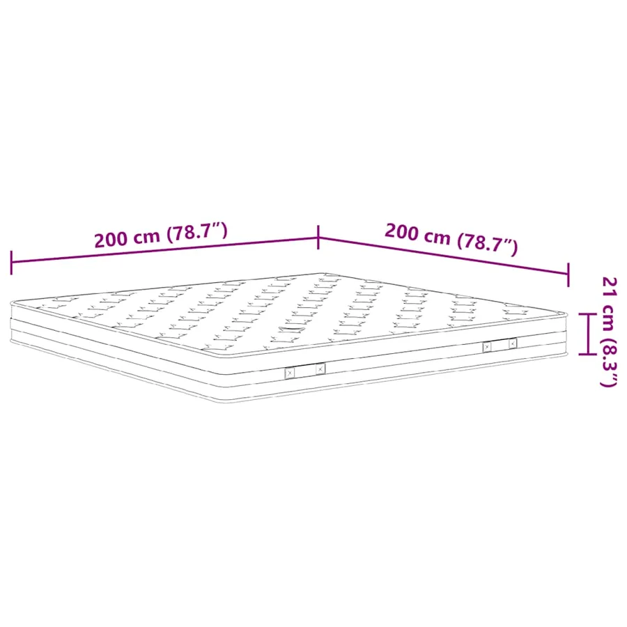 Matelas à ressorts bonnell moyen 200x200 cm - 7