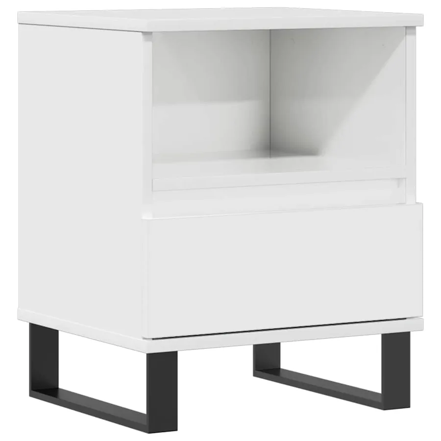 Table de chevet Blanc brillant 40x35x50 cm Bois d’ingénierie - 2