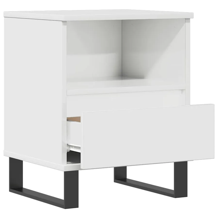 Table de chevet Blanc brillant 40x35x50 cm Bois d’ingénierie - 4