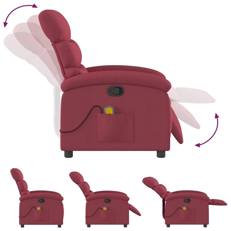 Fauteuil de massage inclinable Rouge bordeaux Tissu - 7