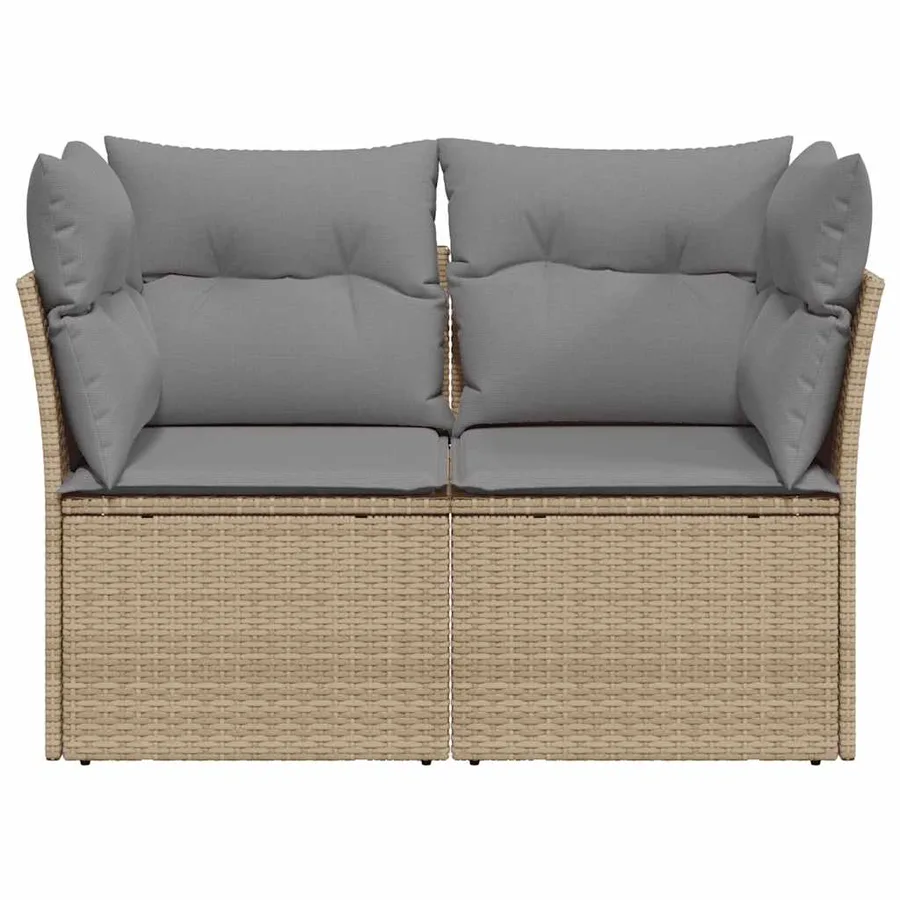 Canapé de jardin avec coussins 2 places beige résine tressée - 4