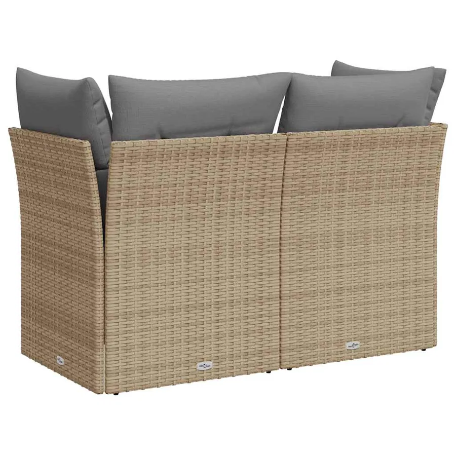 Canapé de jardin avec coussins 2 places beige résine tressée - 6