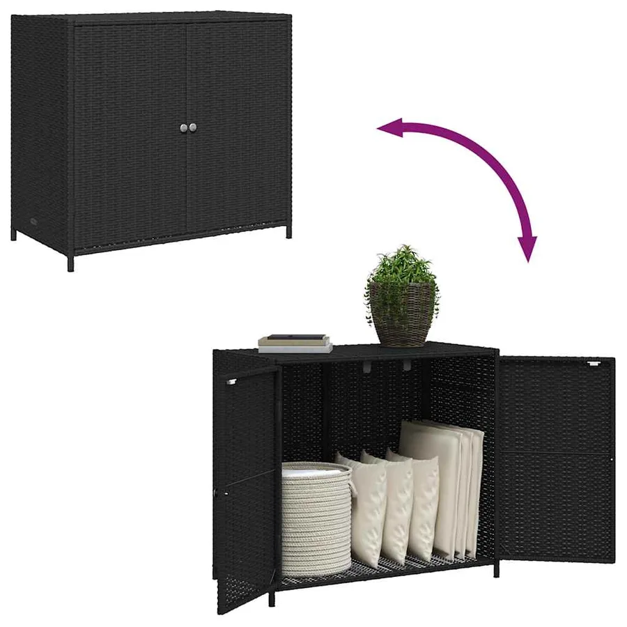 Armoire de rangement de jardin noir 83x45x76 cm résine tressée - 10