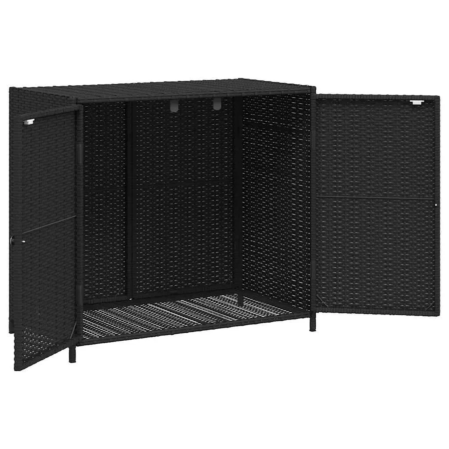 Armoire de rangement de jardin noir 83x45x76 cm résine tressée - 6
