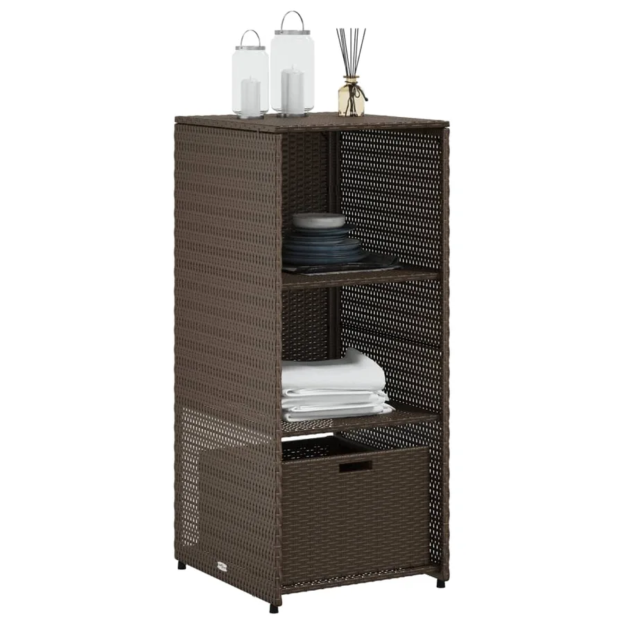 Armoire de rangement jardin marron 50x55x115 cm résine tressée - 4