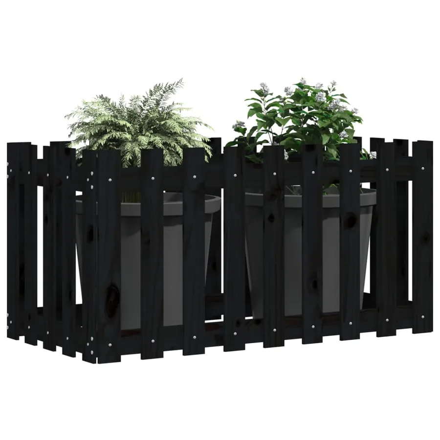 Lit surélevé de jardin design de clôture 100x50x70cm pin massif - 3