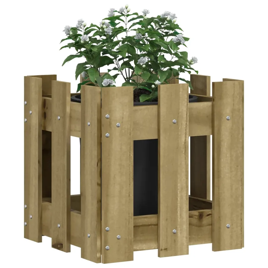 Jardinière avec design de clôture 30x30x30 cm pin imprégné - 3