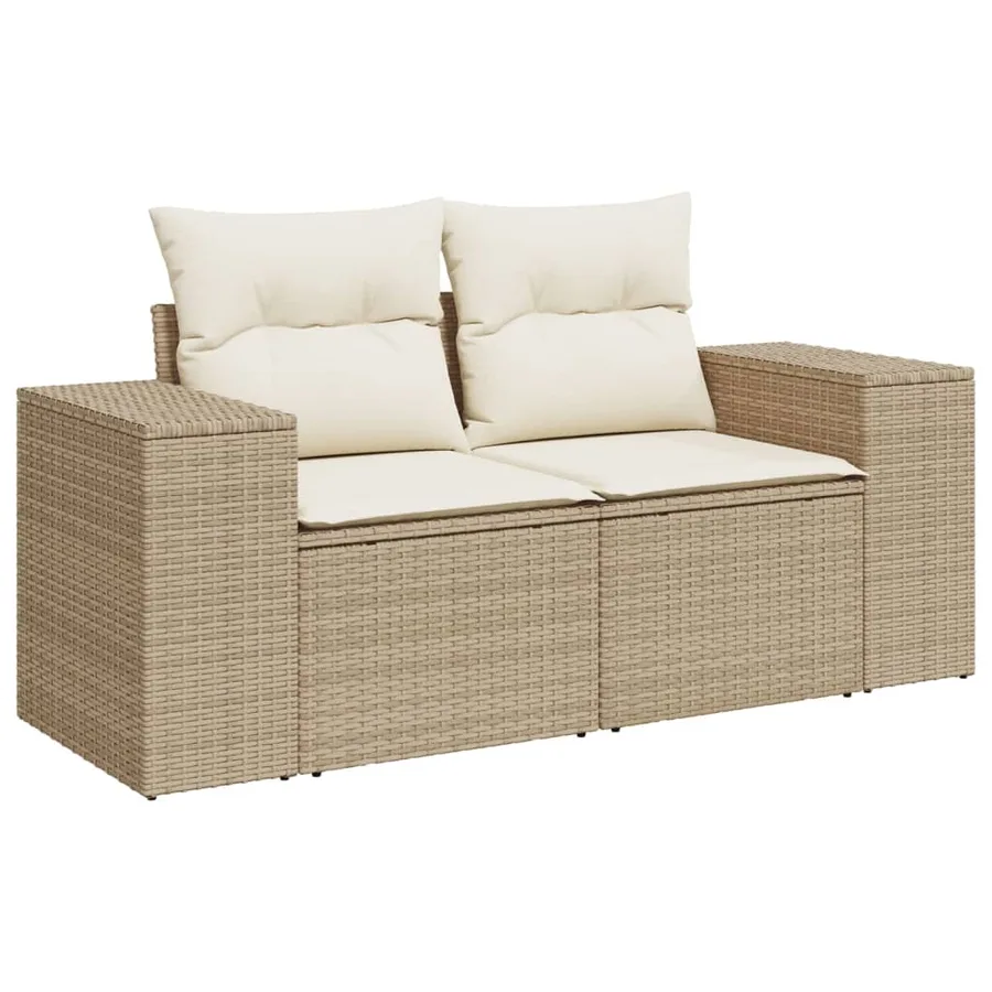 Salon de jardin avec coussins 9 pcs beige résine tressée - 3