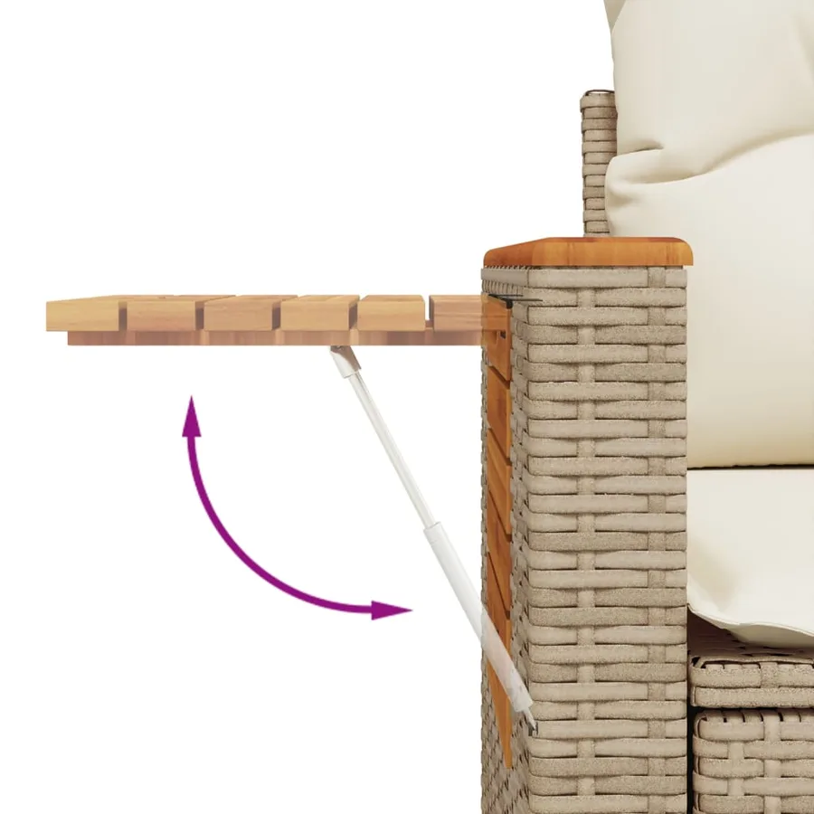 Salon de jardin avec coussins 8 pcs beige résine tressée - 9