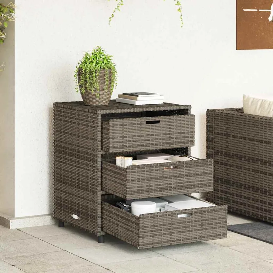 Armoire de rangement de jardin gris 55x59x69 cm résine tressée