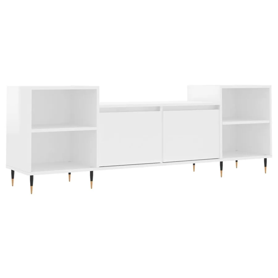Meuble TV Blanc brillant 160x35x55 cm Bois d'ingénierie - 2