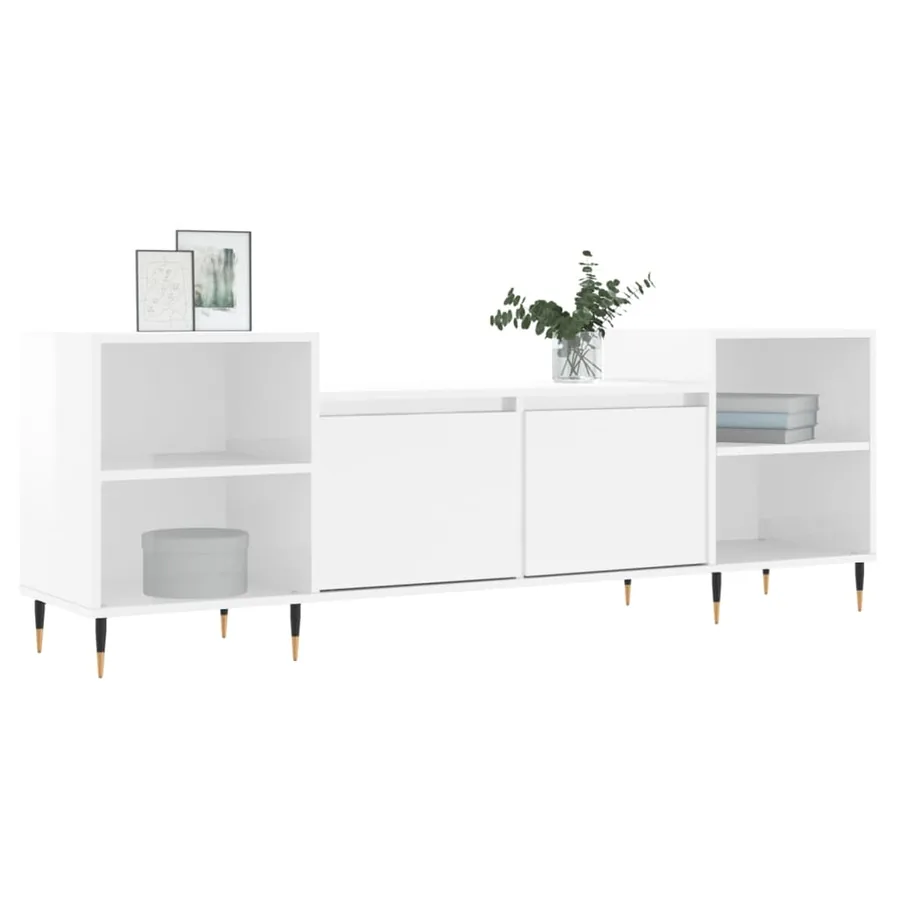 Meuble TV Blanc brillant 160x35x55 cm Bois d'ingénierie - 3