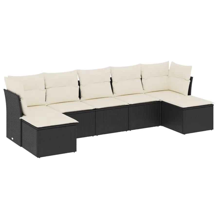 Salon de jardin 7 pcs avec coussins noir résine tressée 55 x 62 x 69 cm - 53,7 kg - 2