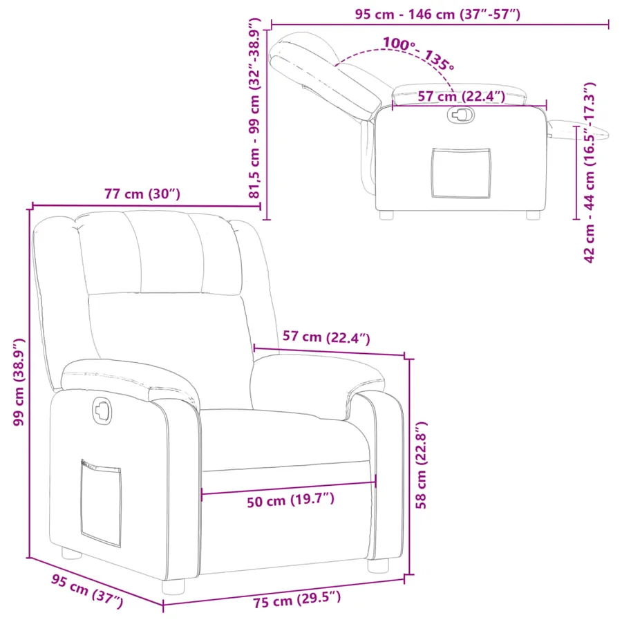 Fauteuil inclinable Noir Similicuir - 11