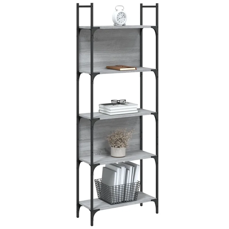 Bibliothèque à 5 niveaux sonoma gris 60,5x24x166,5 cm - 4