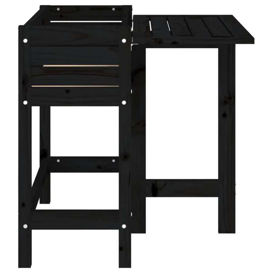 Jardinière de jardin avec dessus pliable noir bois pin massif - 5