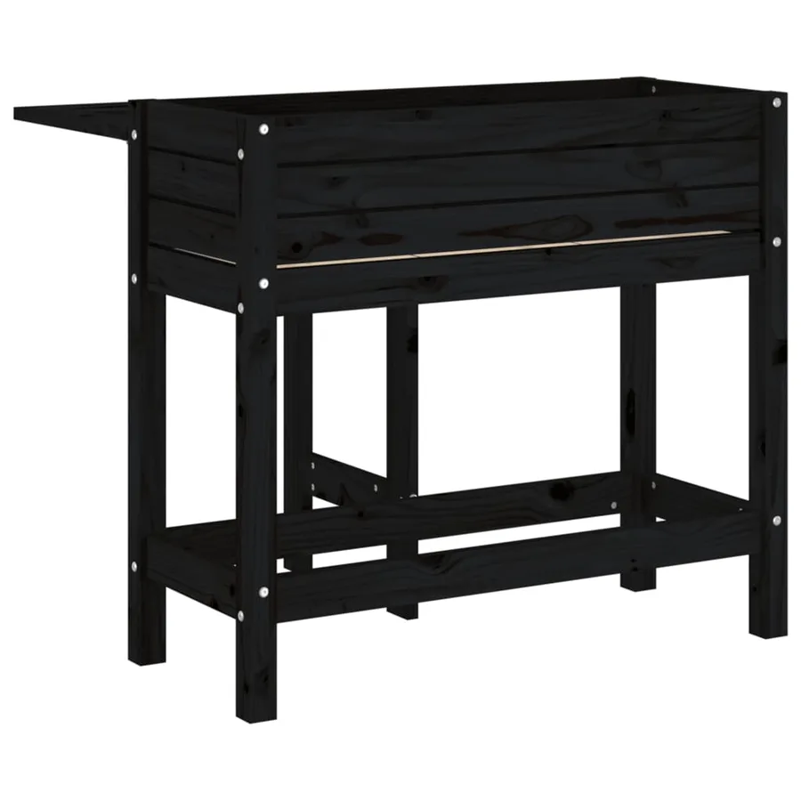 Jardinière de jardin avec dessus pliable noir bois pin massif - 6