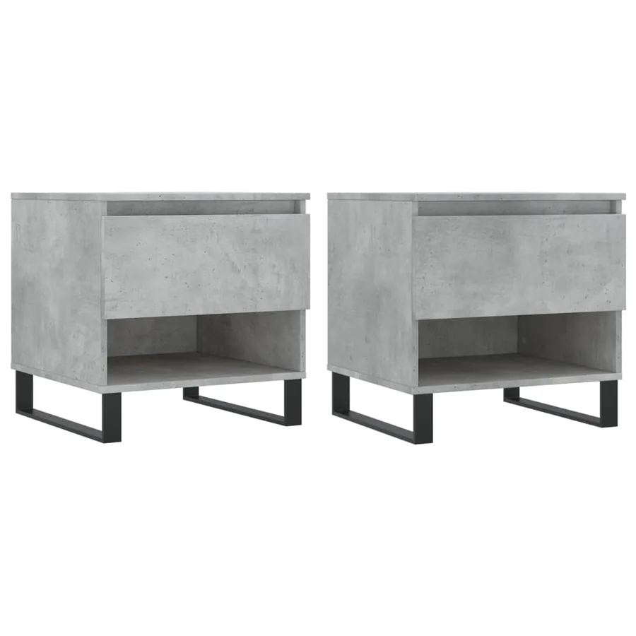 Tables basses 2 pcs gris béton 50x46x50 cm bois d'ingénierie - 2