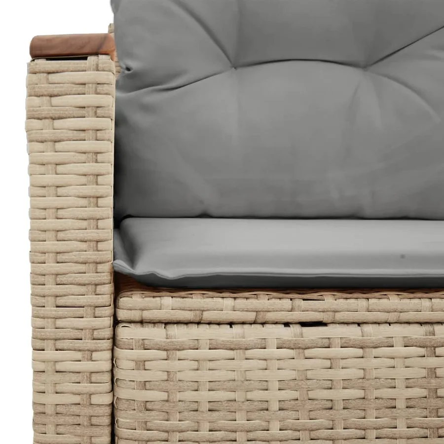 Canapé de jardin avec coussins 2 places beige résine tressée - 7