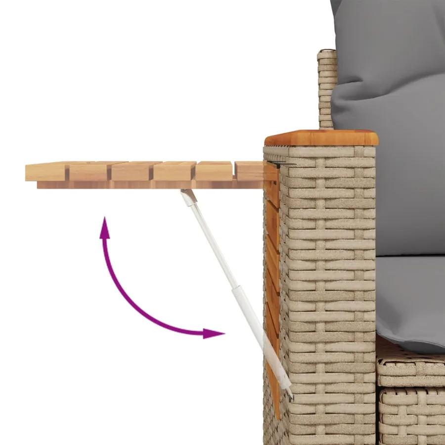Canapé de jardin avec coussins 2 places beige résine tressée - 9