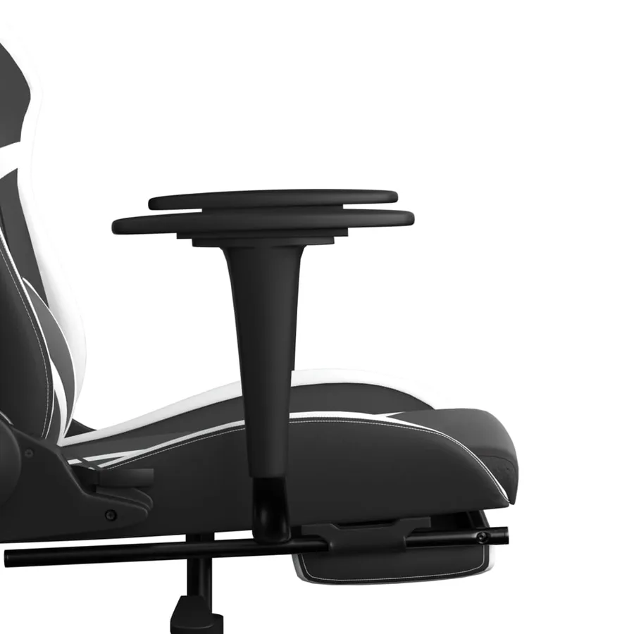 Chaise de jeu de massage avec repose-pied Noir&Blanc Similicuir - 11