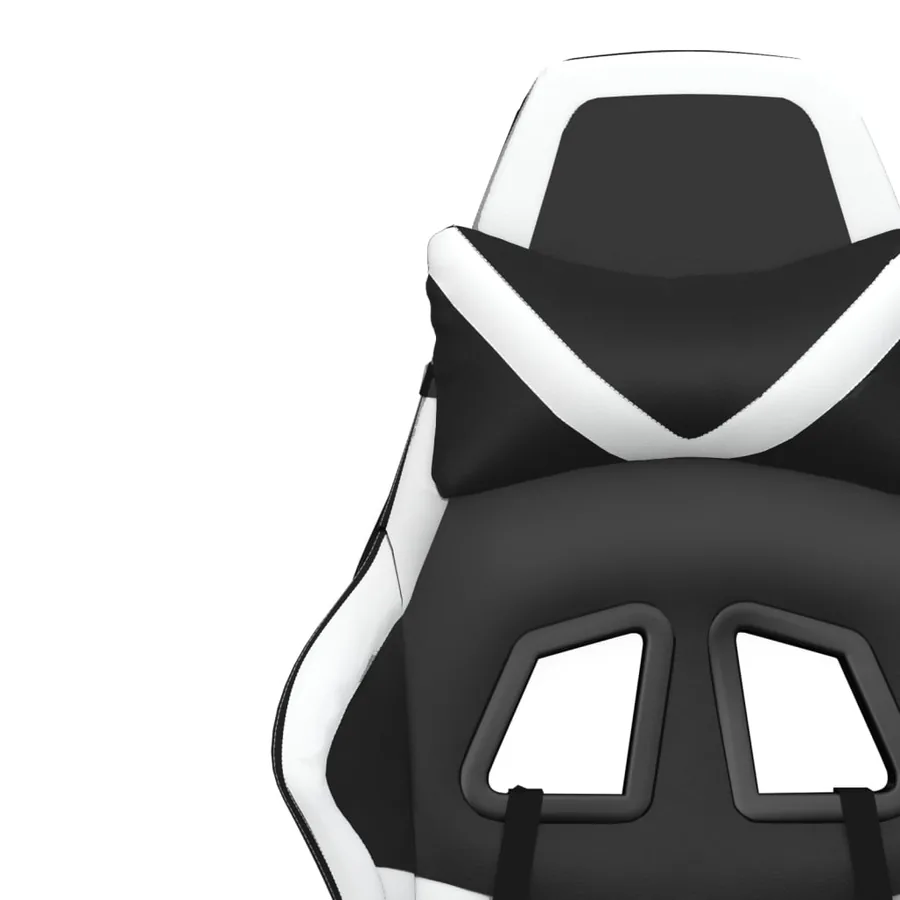 Chaise de jeu de massage avec repose-pied Noir&Blanc Similicuir - 12