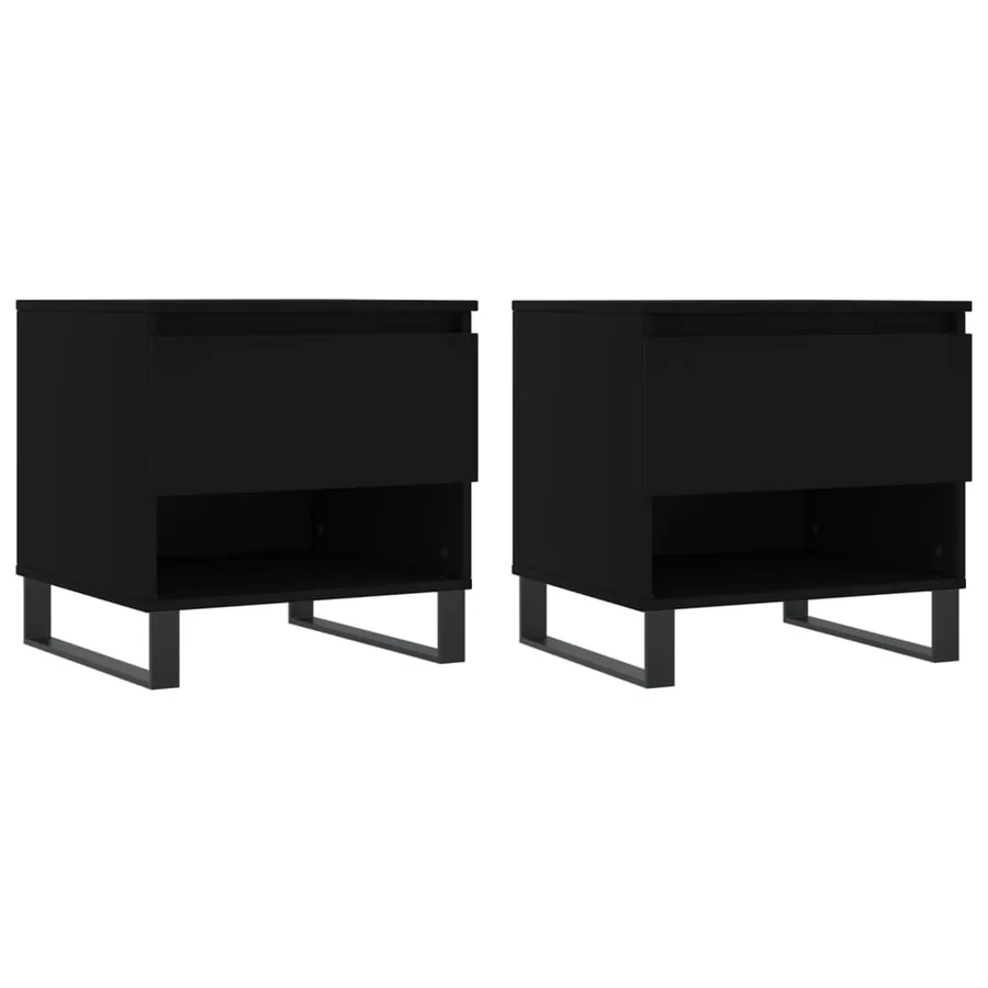 Tables basses 2 pcs noir 50x46x50 cm bois d'ingénierie - 2