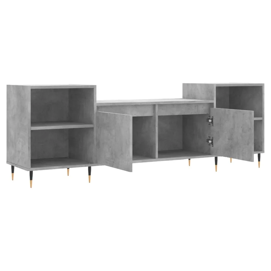Meuble TV Gris béton 160x35x55 cm Bois d'ingénierie - 6