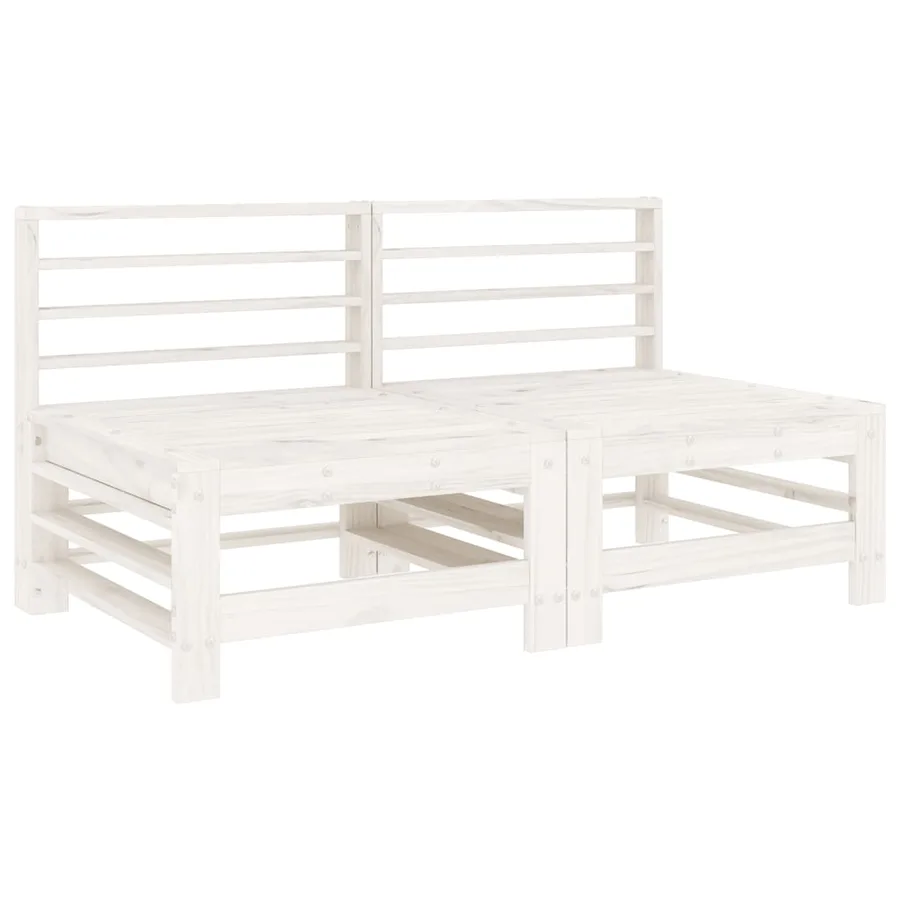 Canapés centraux de jardin 2 pcs blanc bois de pin massif - 2
