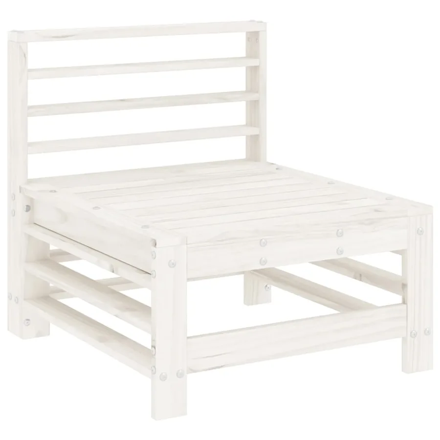 Canapés centraux de jardin 2 pcs blanc bois de pin massif - 3