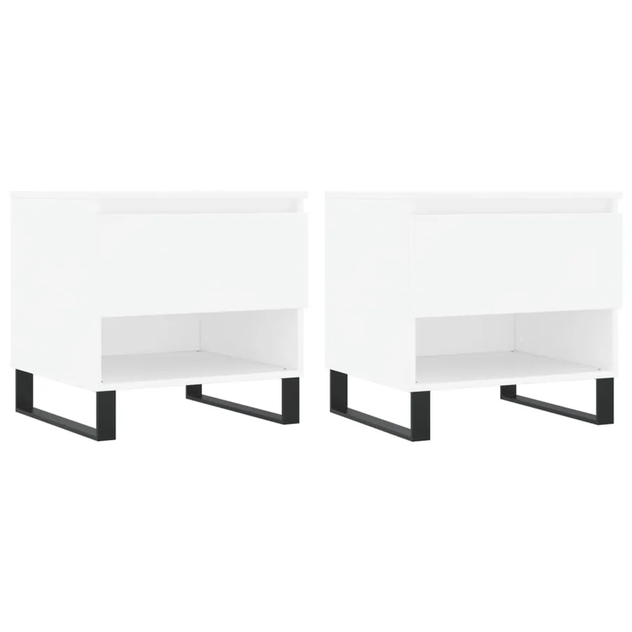 Tables basses 2 pcs blanc 50x46x50 cm bois d'ingénierie - 2