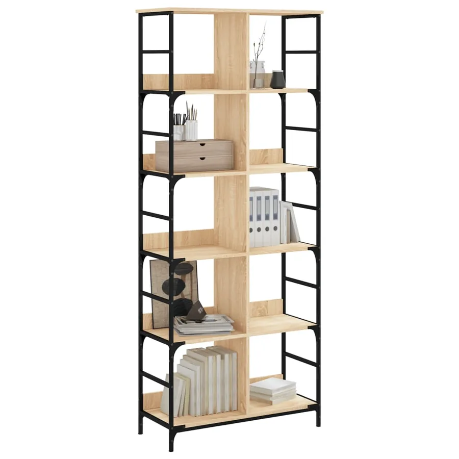Bibliothèque chêne sonoma 78,5x33x188,5 cm bois d'ingénierie - 3