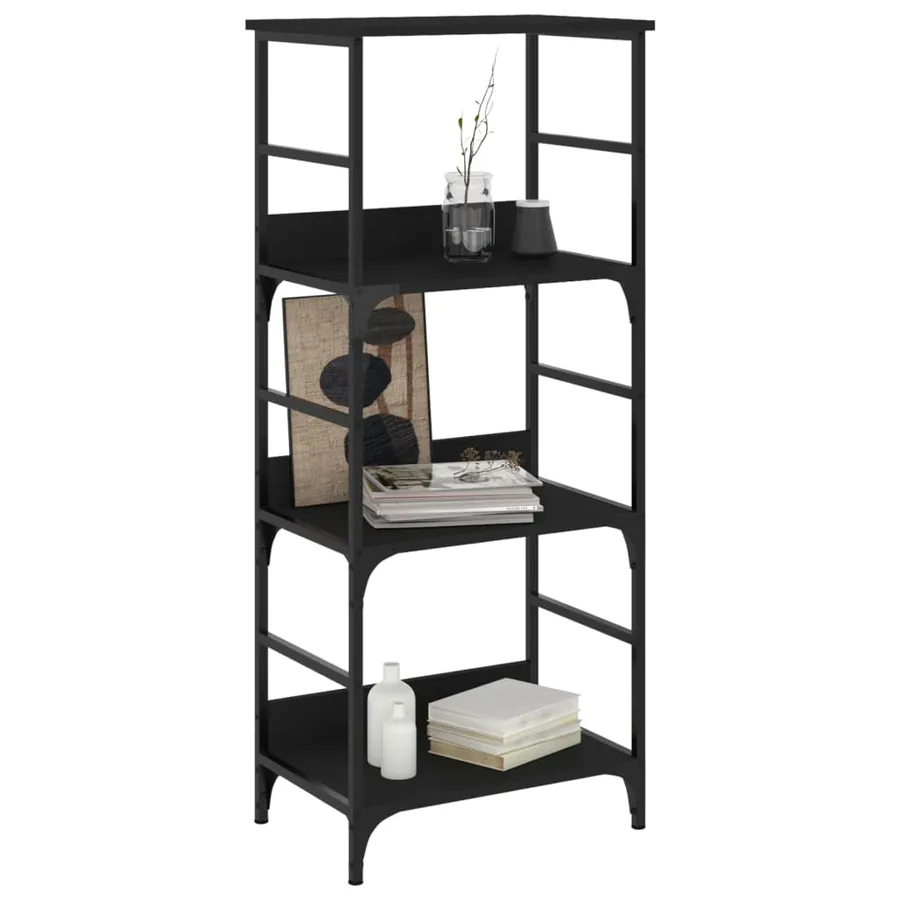 Bibliothèque noir 50x33x117,5 cm bois d'ingénierie - 3