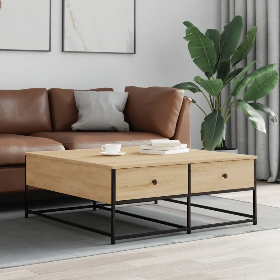 Table basse chêne sonoma 100x99x40 cm bois d'ingénierie