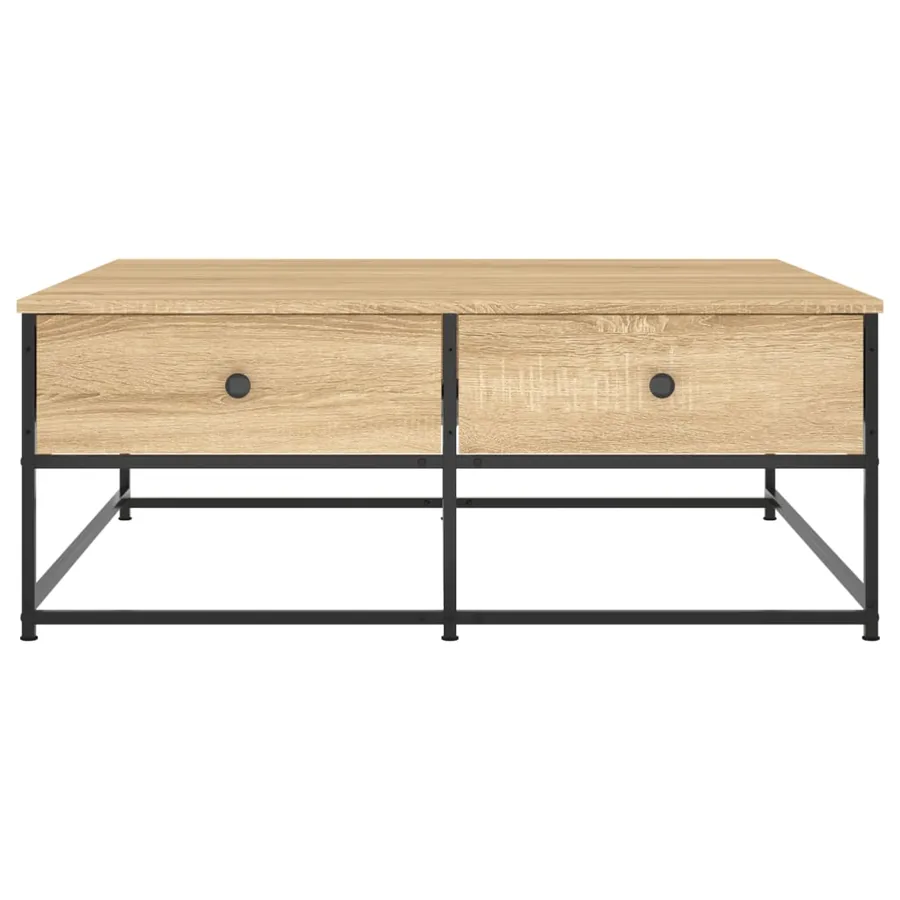 Table basse chêne sonoma 100x99x40 cm bois d'ingénierie - 6