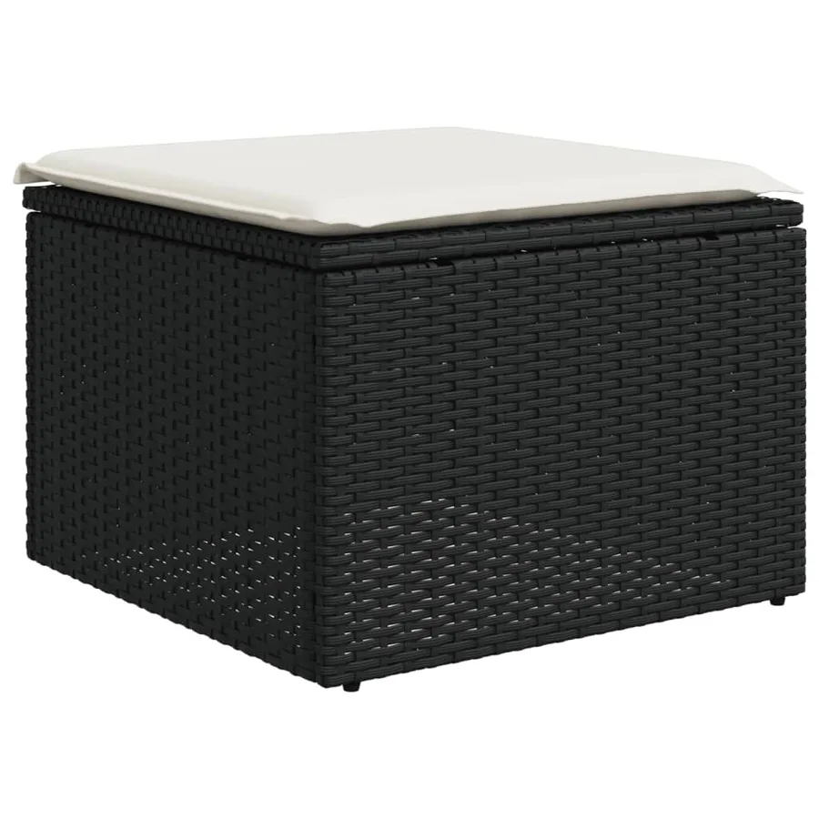 Salon de jardin 10 pcs avec coussins noir résine tressée - 6