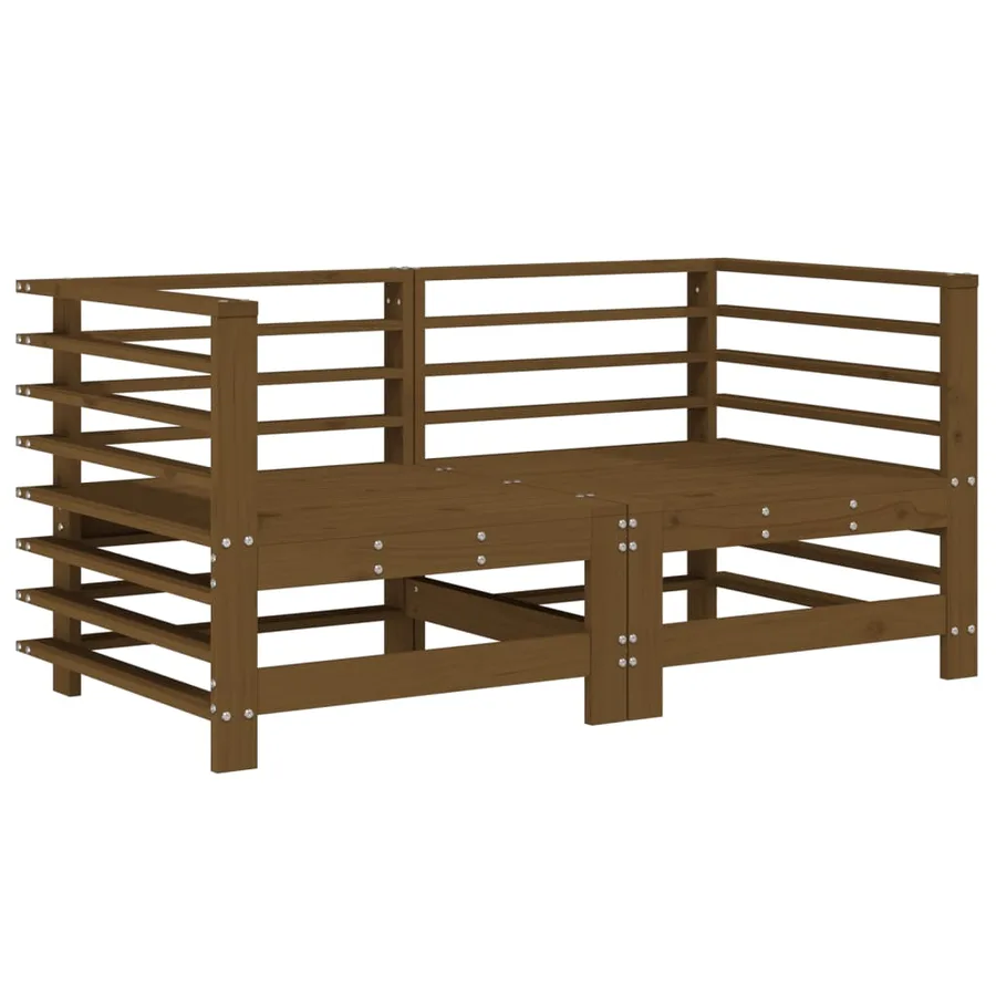 Canapés d'angle de jardin 2 pcs marron miel bois de pin solide - 2
