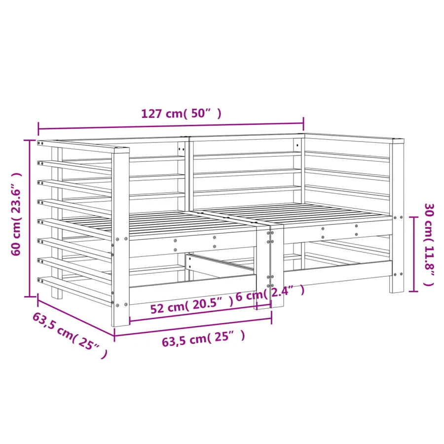 Canapés d'angle de jardin 2 pcs marron miel bois de pin solide - 8