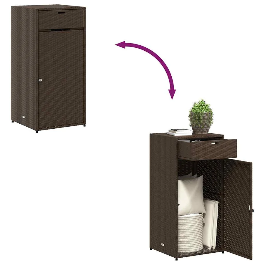 Armoire de rangement jardin marron 55x55x111 cm résine tressée - 10