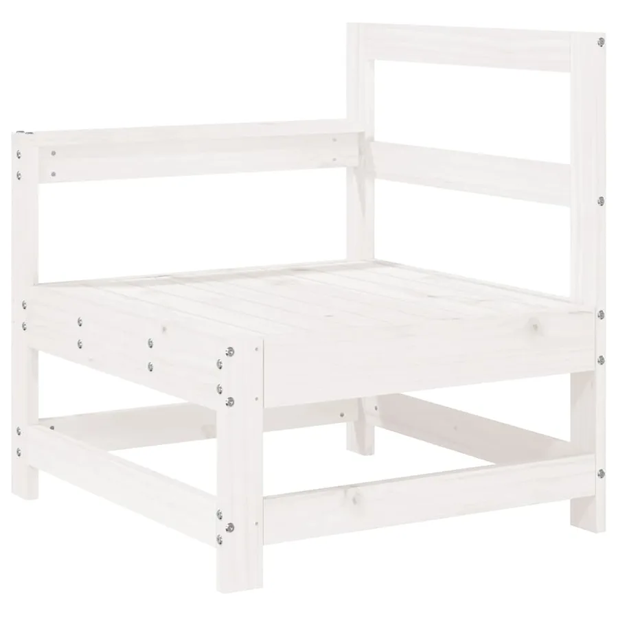 Salon de jardin 5 pcs blanc bois massif de pin - 3
