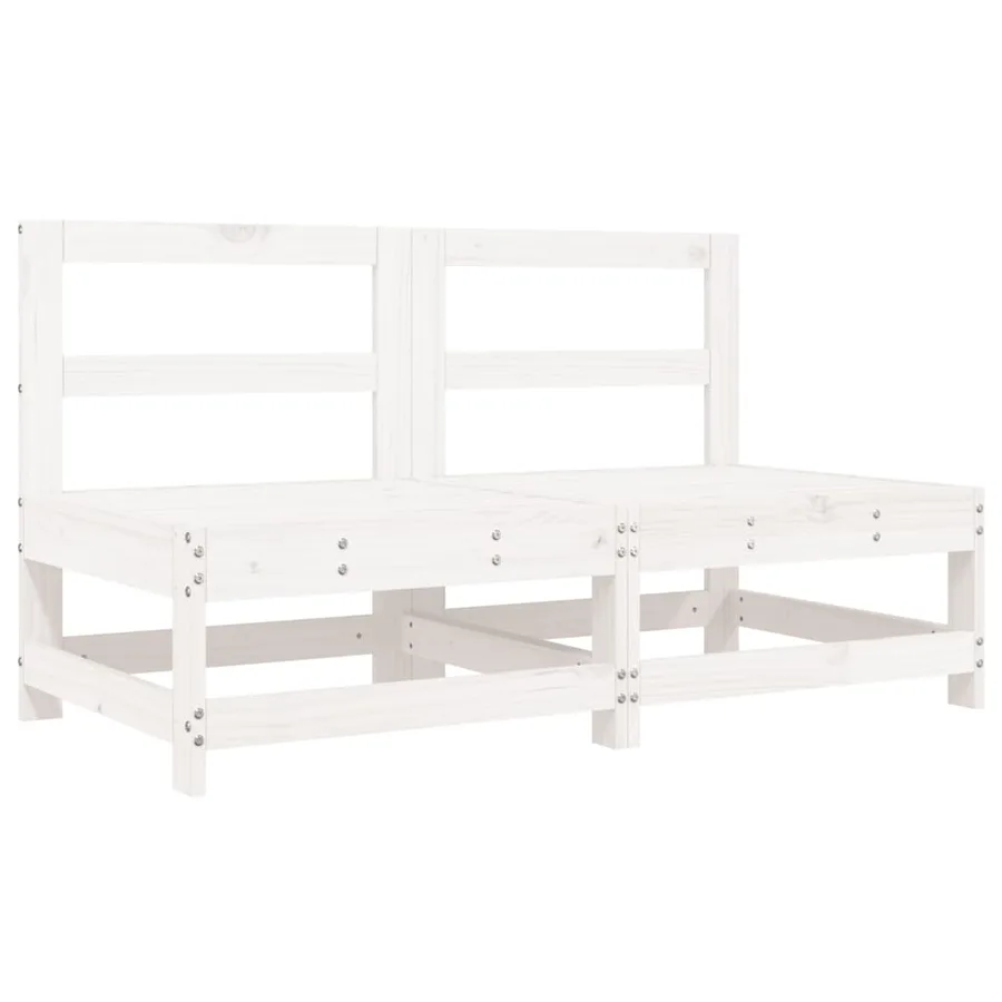 Salon de jardin 6 pcs Blanc Bois de pin massif - 3