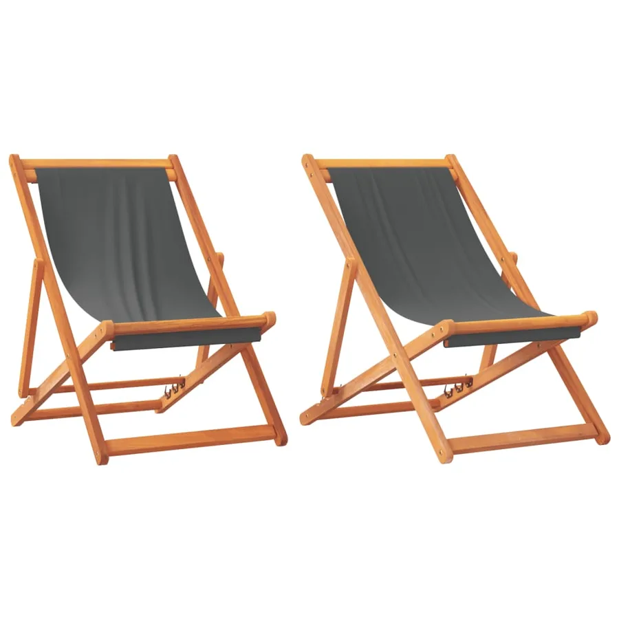 Chaises de plage pliables lot de 2 gris tissu - 2