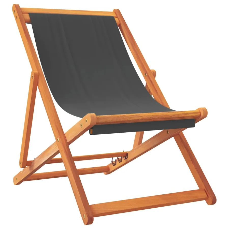 Chaises de plage pliables lot de 2 gris tissu - 3