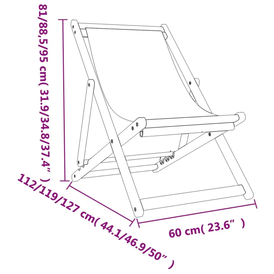 Chaises de plage pliables lot de 2 gris tissu - 9