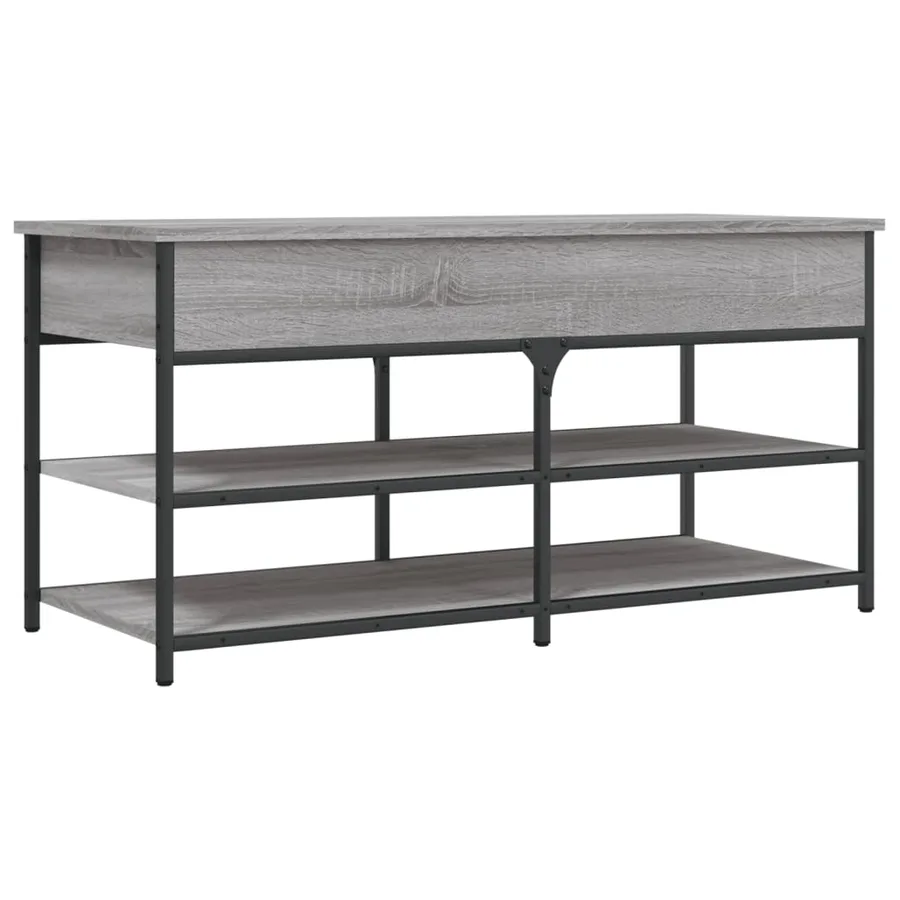 Banc à chaussures sonoma gris 100x42,5x50 cm bois d'ingénierie - 2