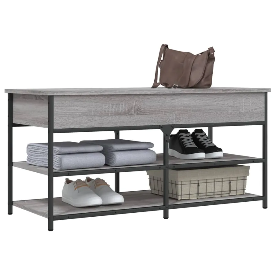 Banc à chaussures sonoma gris 100x42,5x50 cm bois d'ingénierie - 4
