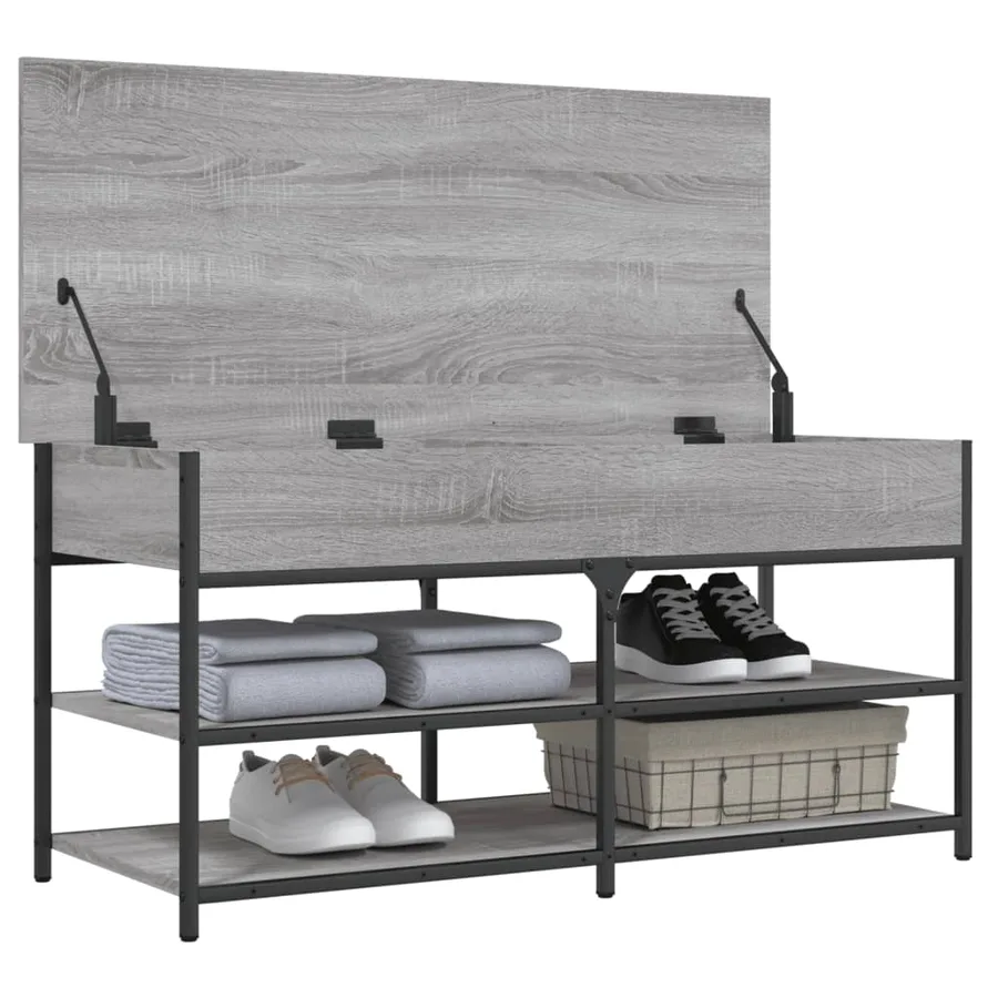 Banc à chaussures sonoma gris 100x42,5x50 cm bois d'ingénierie - 5
