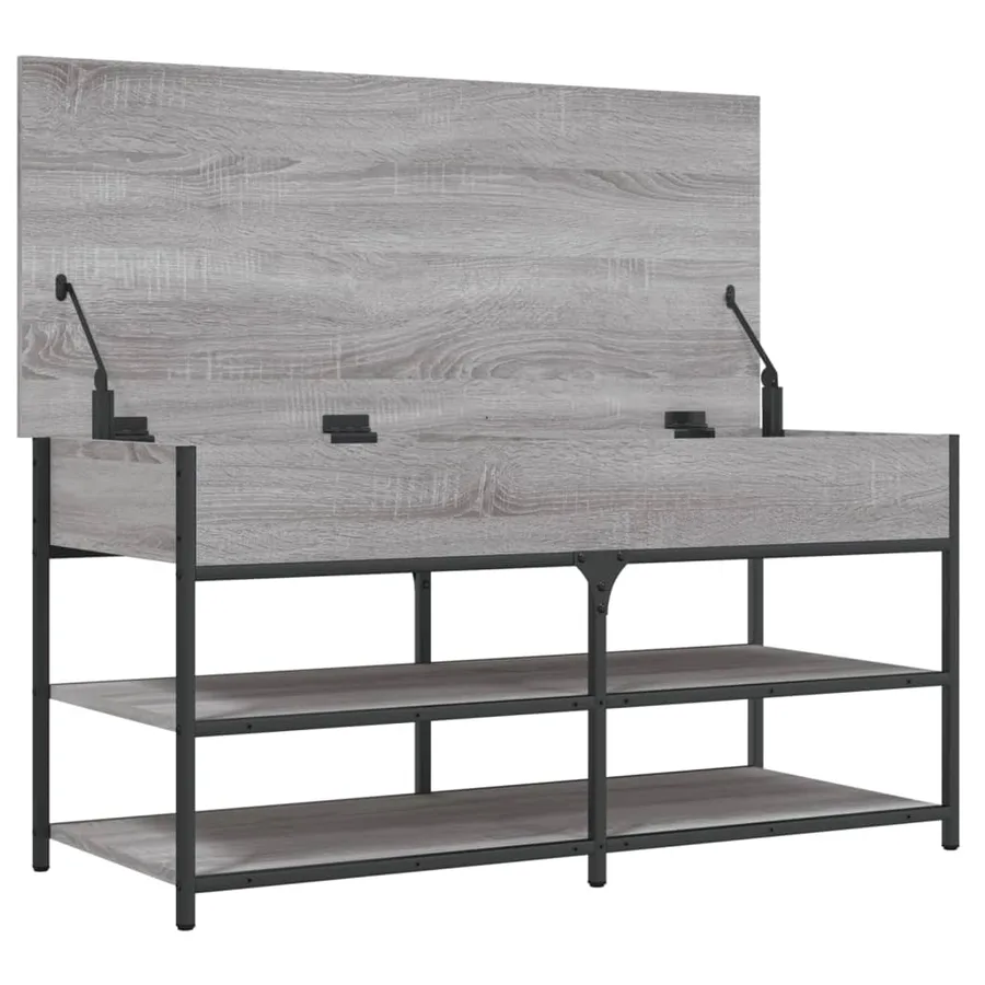 Banc à chaussures sonoma gris 100x42,5x50 cm bois d'ingénierie - 6